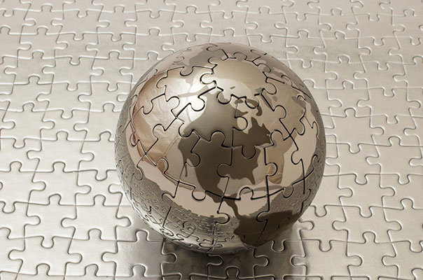 Jigsaw puzzle of globe